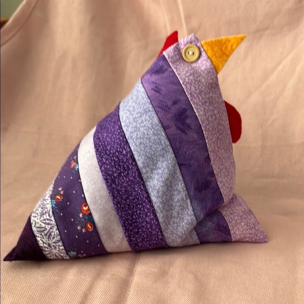 Purple Patchwork Chicken “Hen-cushion” for your pins